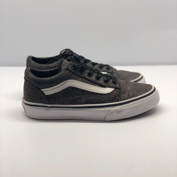 Girls size 2 Vans Iridescent Black shoes - Picture 2 of 5